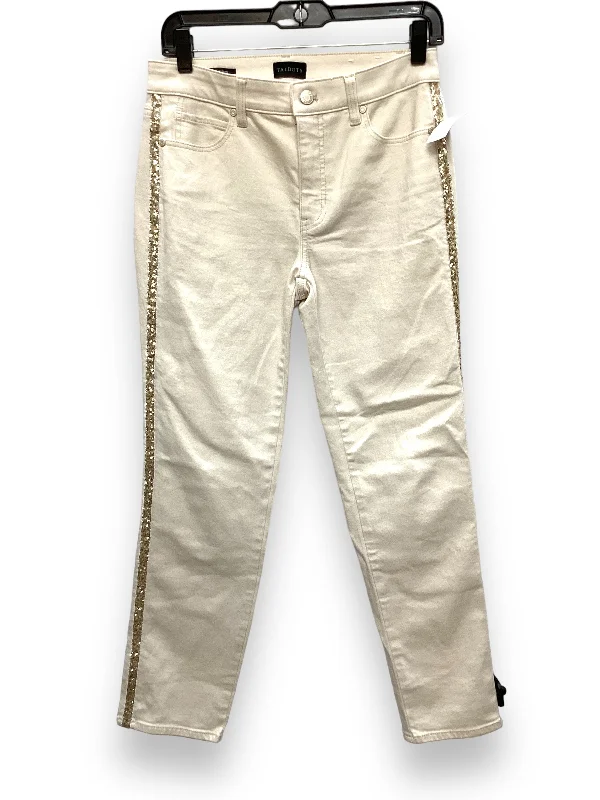 Jeans Straight By Talbots In Cream Denim, Size: 2petite