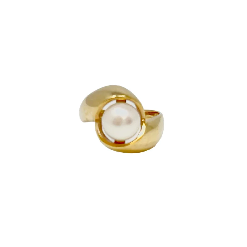 14K Gold Ring with 8mm Cultured Pearl