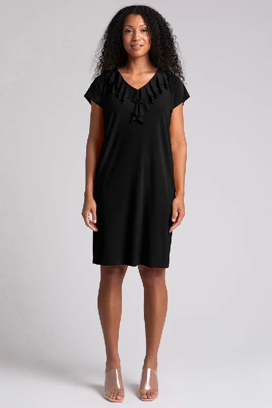 Flutter Dress Drop Shoulder | Black