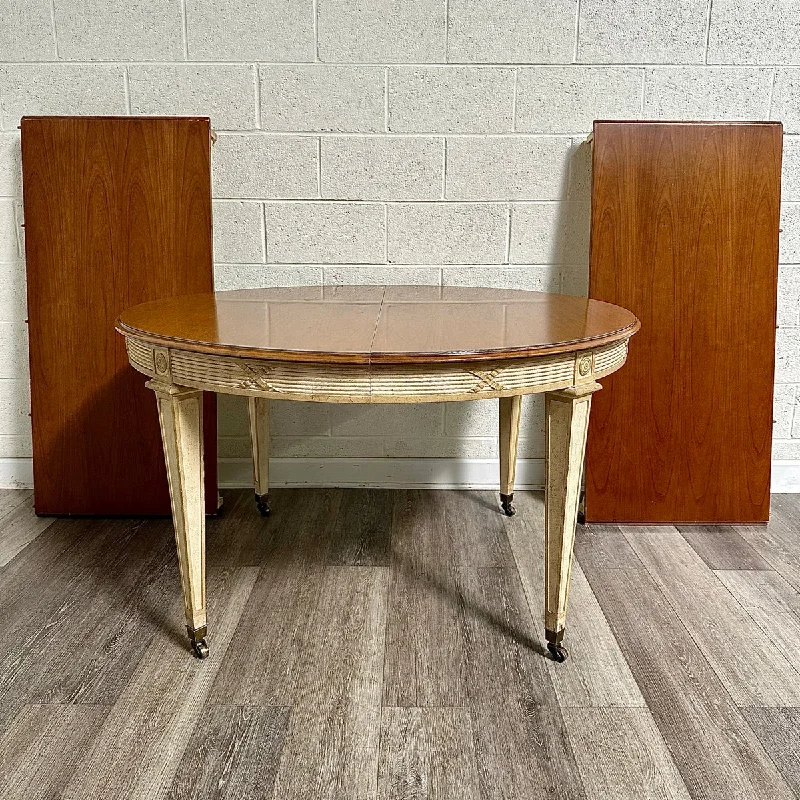 Round Wood Two-Tone Dining Table