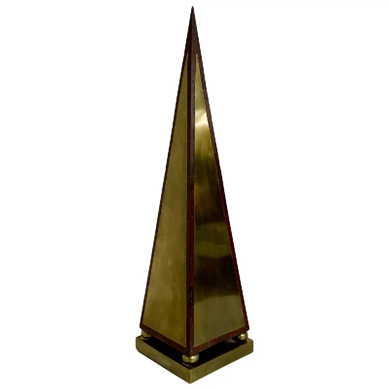 Wood and Brass Pyramid Sculpture