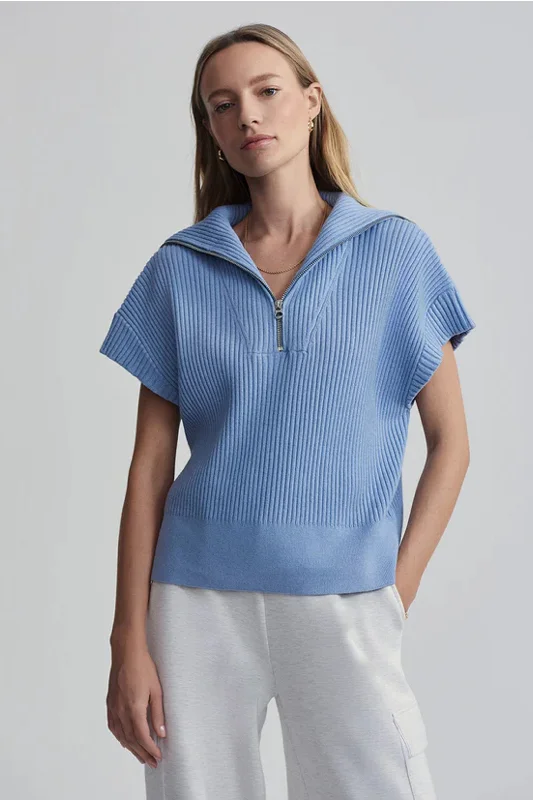 VARLEY | Rory Half Zip Knit - Ashley Blue