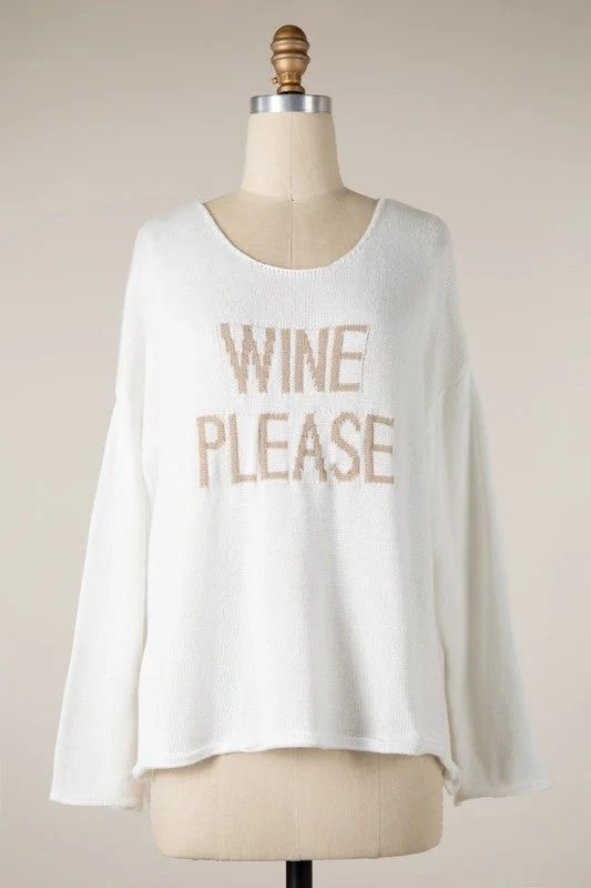 Wine Please Sweater - White