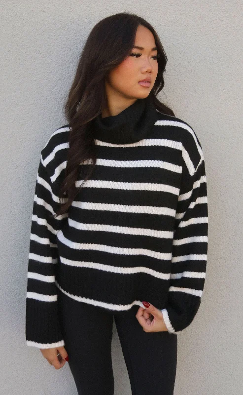 z supply: josephine stripe sweater - black