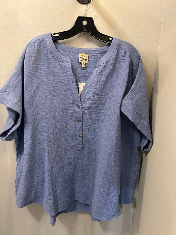 Top Short Sleeve By Como Vintage In Blue, Size: 3x