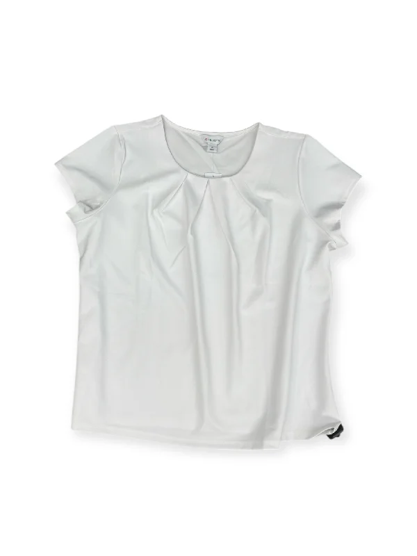 Top Short Sleeve By Liz Claiborne In White, Size: 2x