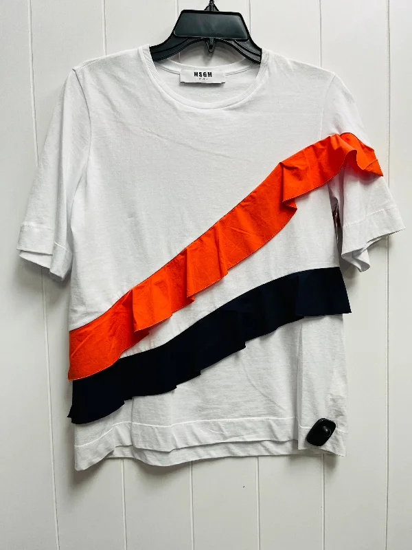 Top Short Sleeve By MSGM In Orange & White, Size: M