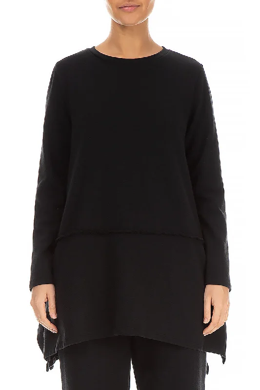 Black Rib Cotton Wool Tunic