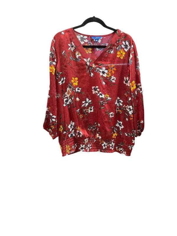 Blouse 3/4 Sleeve By Apt 9 In Floral Print, Size: Xl