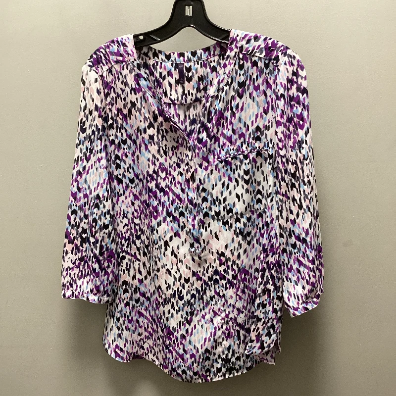 Blouse 3/4 Sleeve By Not Your Daughters Jeans In Purple, Size: Lp