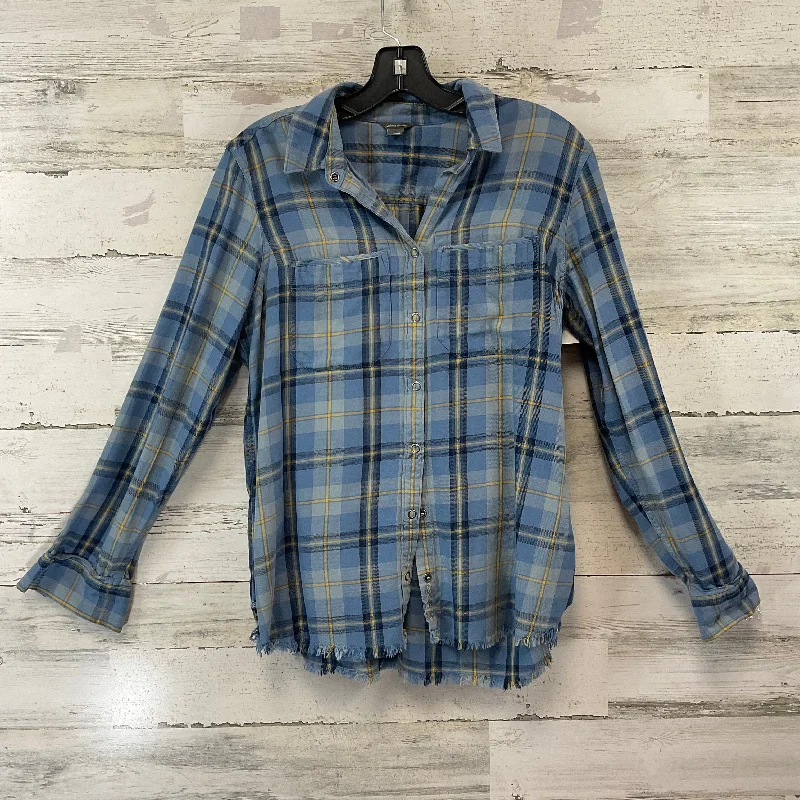 Blouse Long Sleeve By Eddie Bauer In Blue, Size: M