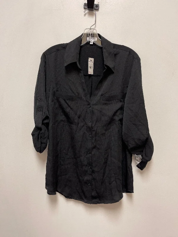 Blouse Long Sleeve By Express In Black, Size: L