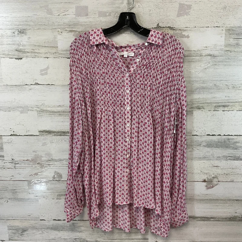 Blouse Long Sleeve By Jane And Delancey In Pink, Size: L