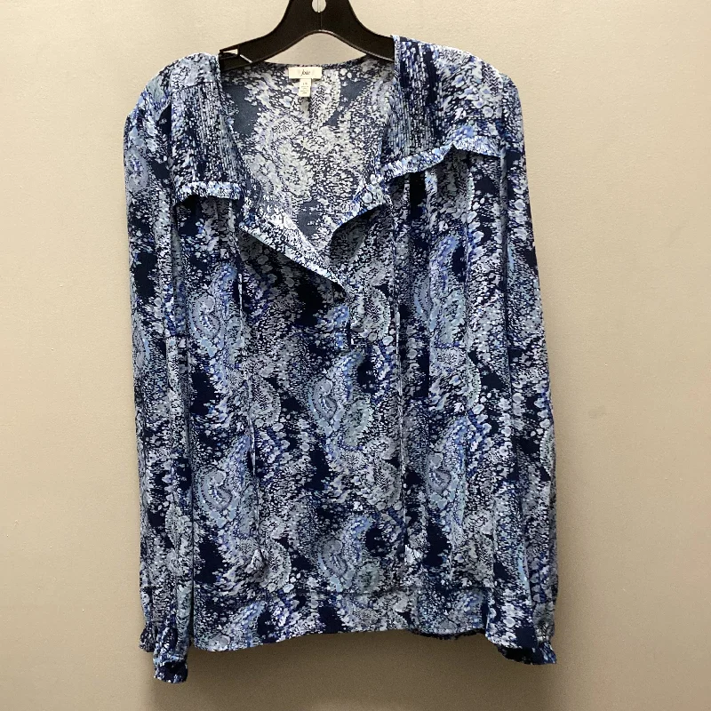 Blouse Long Sleeve By Joie In Blue, Size: L