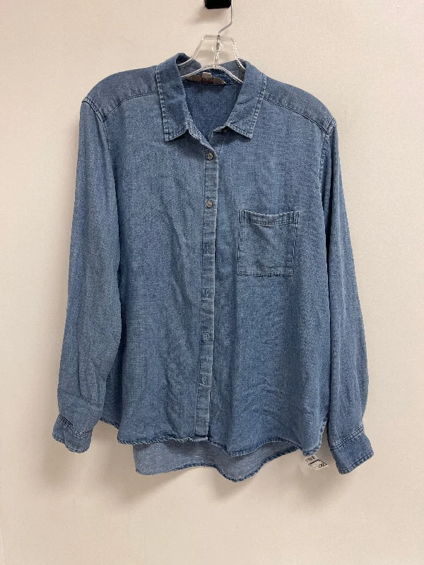 Blouse Long Sleeve By Loft In Blue, Size: M