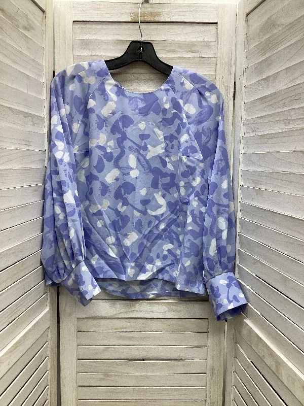 Blouse Long Sleeve By Nine West Apparel In Blue & White, Size: S