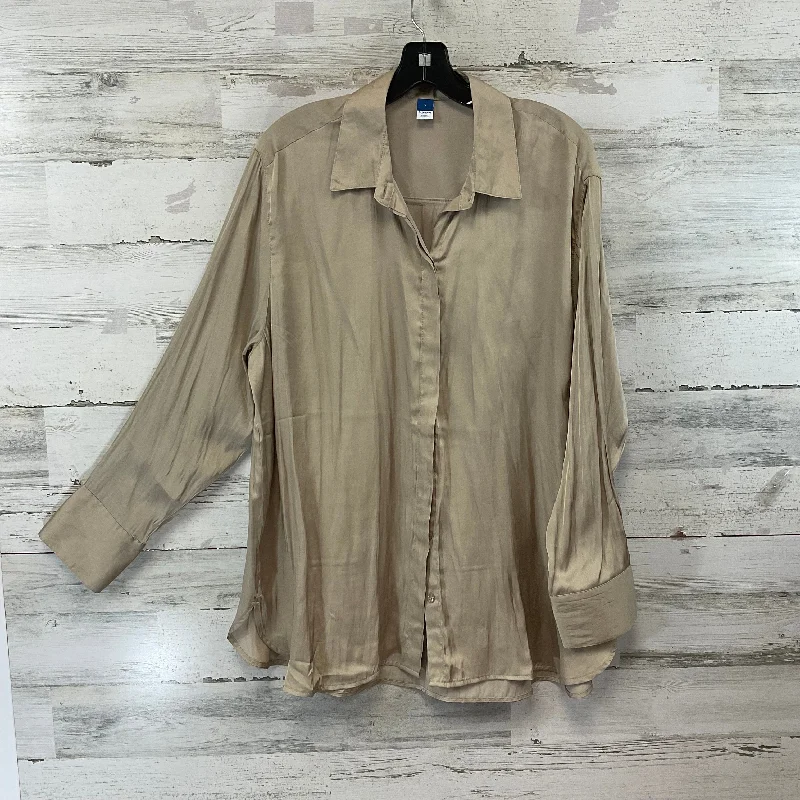 Blouse Long Sleeve By Old Navy In Brown, Size: L