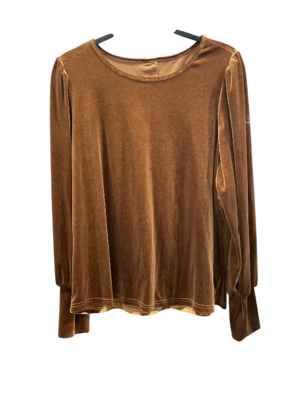 Blouse Long Sleeve By Shein In Brown, Size: Xl