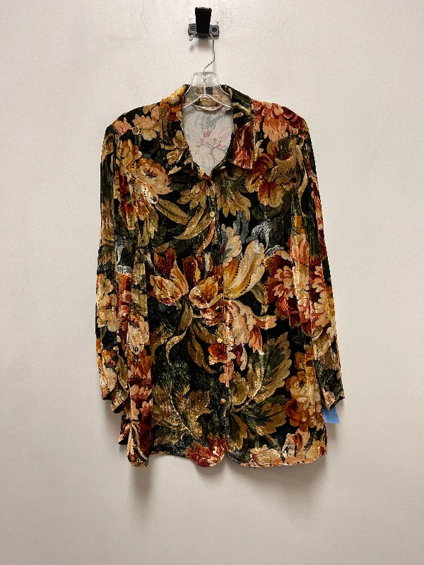 Blouse Long Sleeve By Soft Surroundings In Floral Print, Size: L