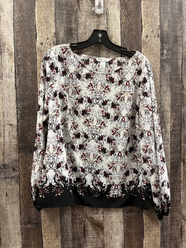 Blouse Long Sleeve By White House Black Market In Multi-colored, Size: M