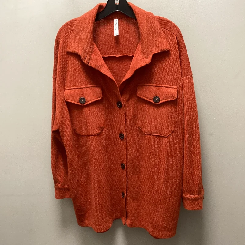 Blouse Long Sleeve By Zenana Outfitters In Orange, Size: L