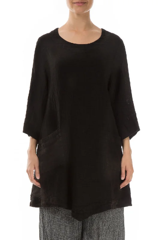 Evergreen Black Mélange Linen Tunic