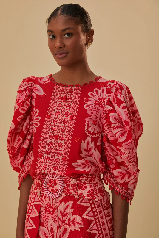 Flora Tapestry Red Blouse