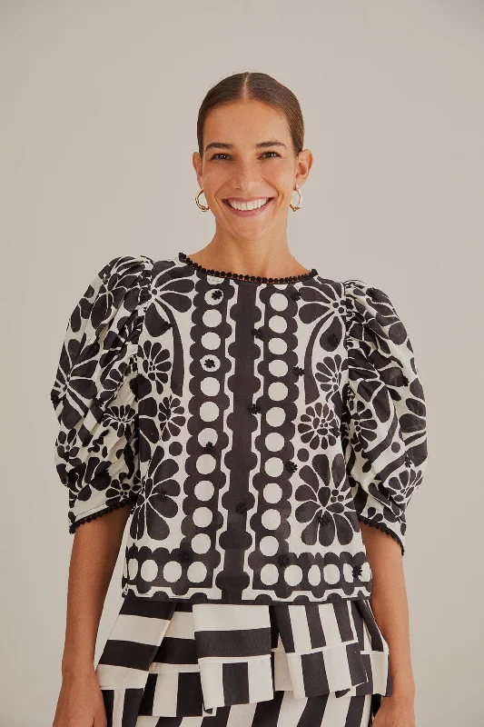 Black Palermo Puff Sleeve Blouse