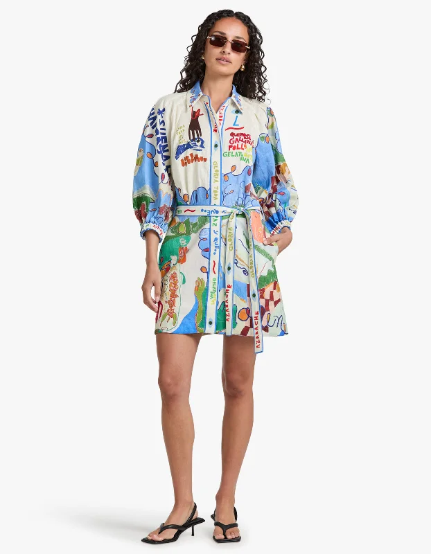 Nadia Mini Shirt Dress - Multi