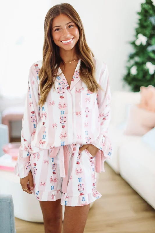 Let's Get Cracking Nutcracker Pajama Shorts - Pink