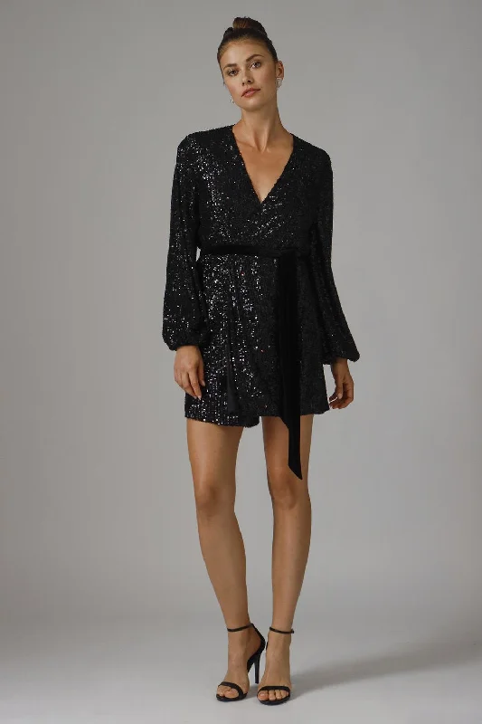 Polly Sequin Mini Dress - Black