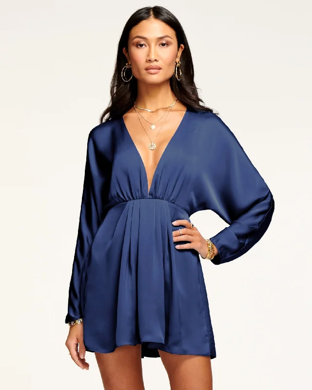 Tanya V Neck Mini Dress - Spring Navy