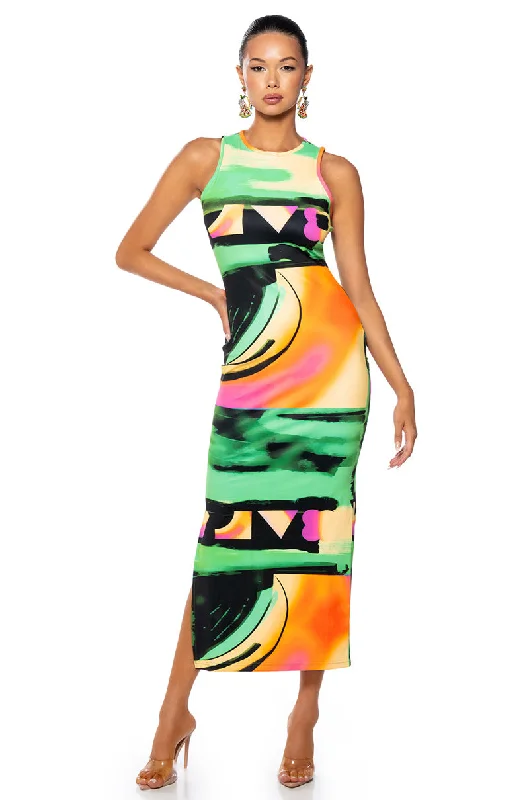 90'S BABY ABSTRACT PRINT MAXI DRESS