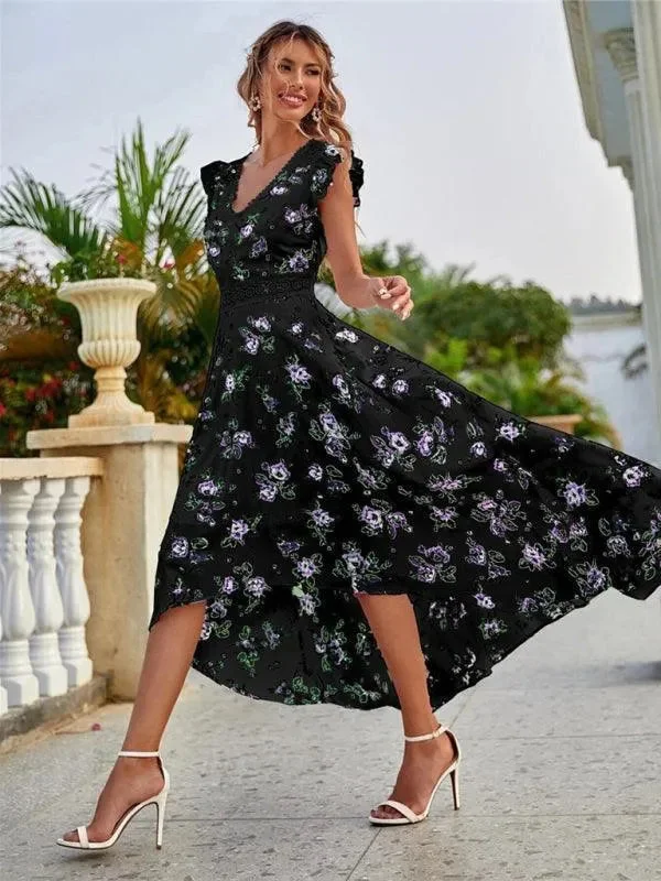 Floral Vneck Maxi Day Dress