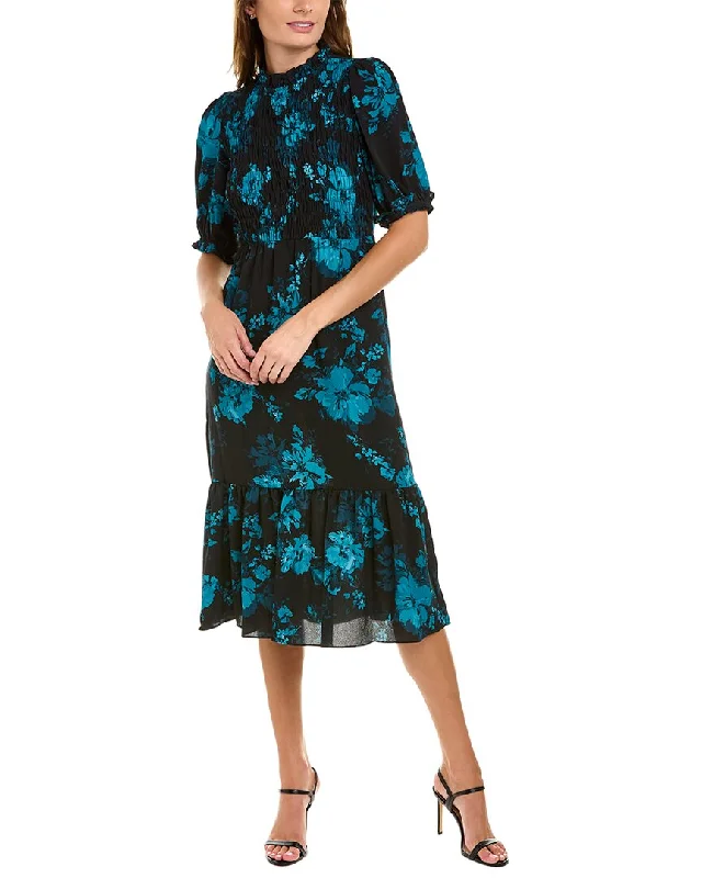 London Times Pebble Crepe Midi Dress