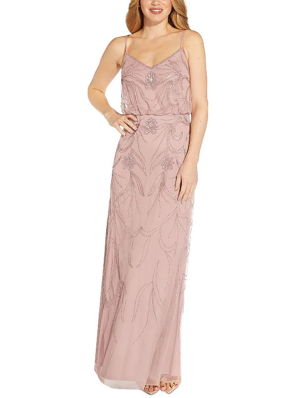 Plus Womens Blouson Maxi Evening Dress