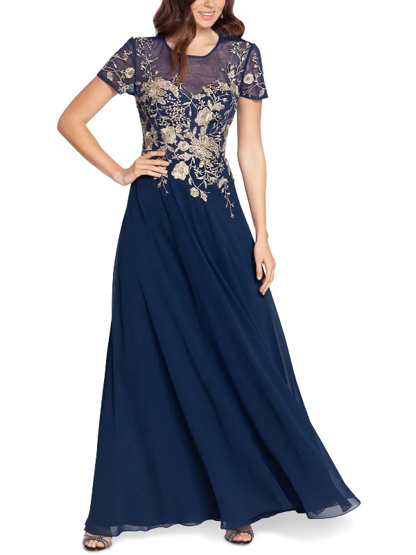 Womens Embroidered Maxi Evening Dress