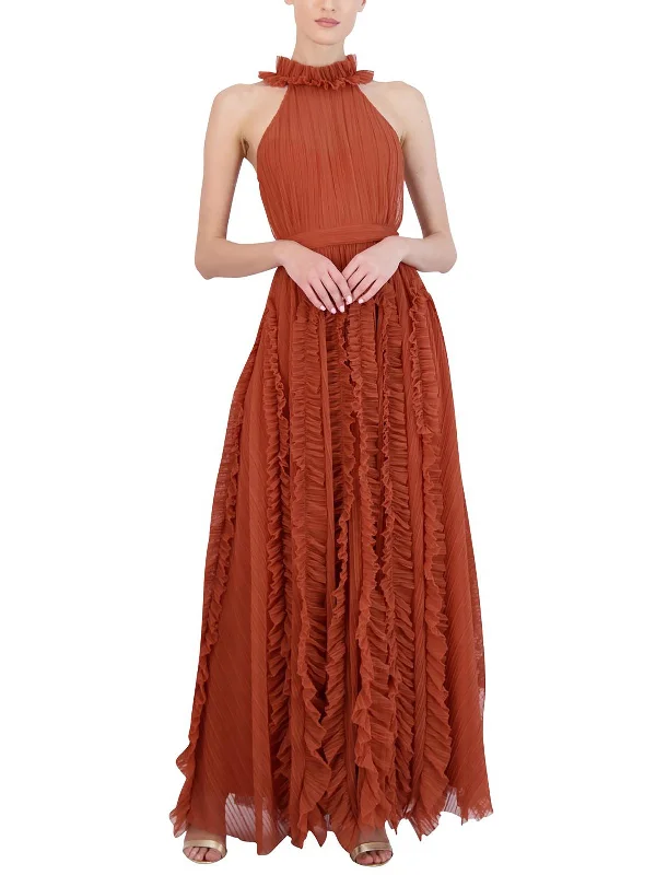 Womens Ruffled Long Evening Dress