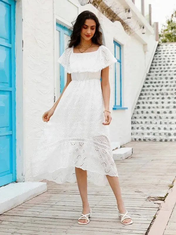 Womens Solid Lace Long Dress