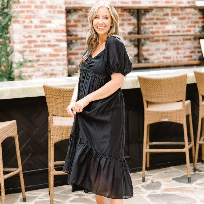 Working Your Charm Midi Dress, Black