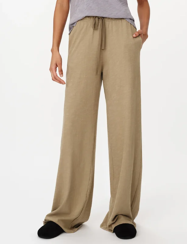 Heavy Slub Jersey Wide Leg Pant, Faded Army