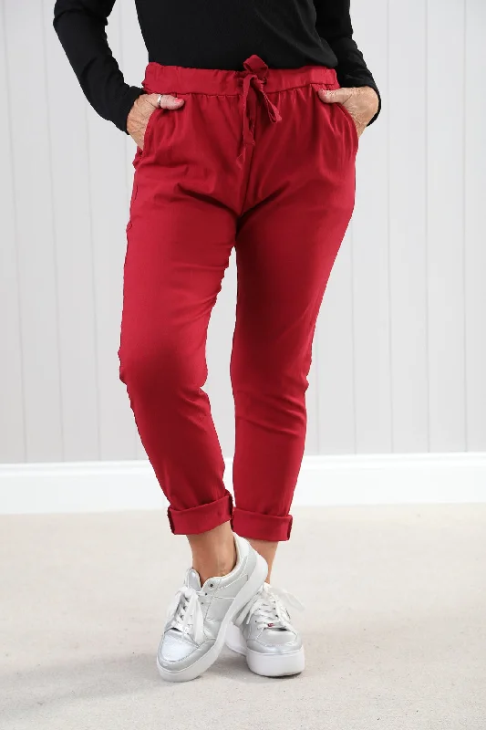 Plain Magic Pants Dark Red