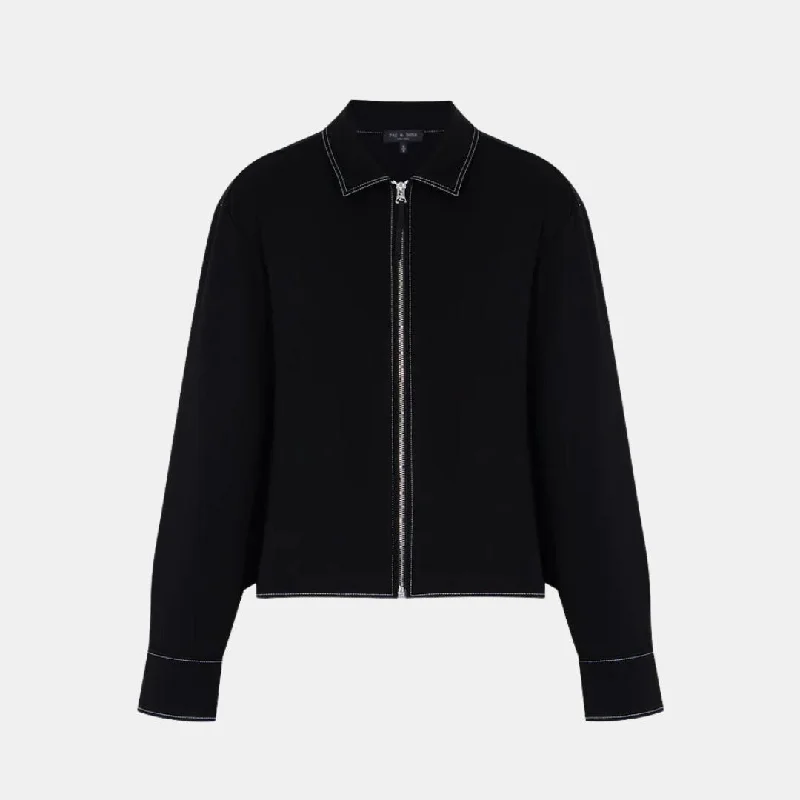 Juni Contrast Stitch Long Sleeve Jacket (Black)