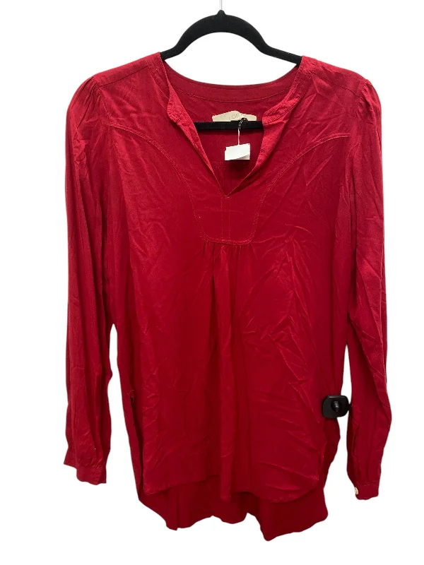 Top Long Sleeve Basic By Loft In Red, Size: Xs