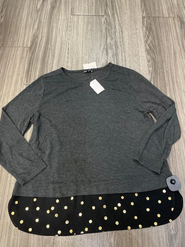 Top Long Sleeve By J. Crew In Black & Grey, Size: L