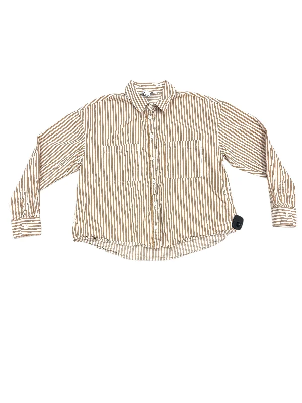 Top Long Sleeve By Old Navy In Brown & White, Size: S