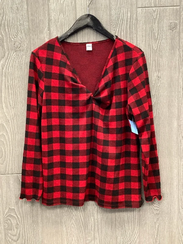 Top Long Sleeve By Old Navy In Plaid Pattern, Size: L