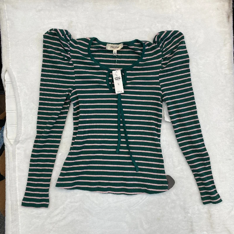 Top Long Sleeve By Porridge In Striped Pattern, Size: M