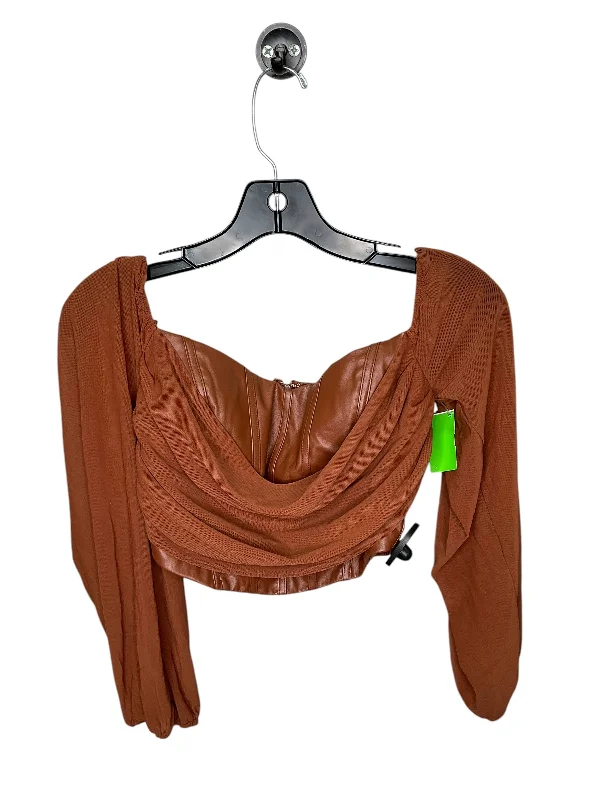 Top Long Sleeve By Windsor In Copper, Size: M