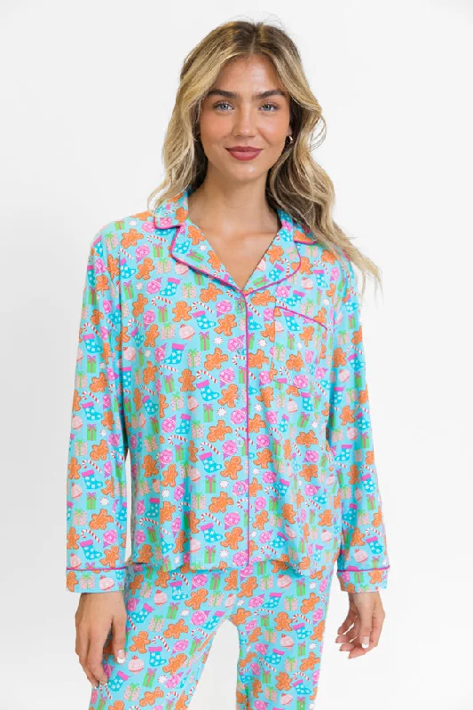 Under The Stars in Christmas Cheer Long Sleeve Bamboo Pajama Top FINAL SALE